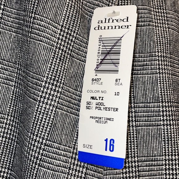 •ALFRED DUNNER•NWT BLACK & WHITE PLAID PLEATED WOOL BLEND TROUSERS SIZE 16 - Picture 8 of 10